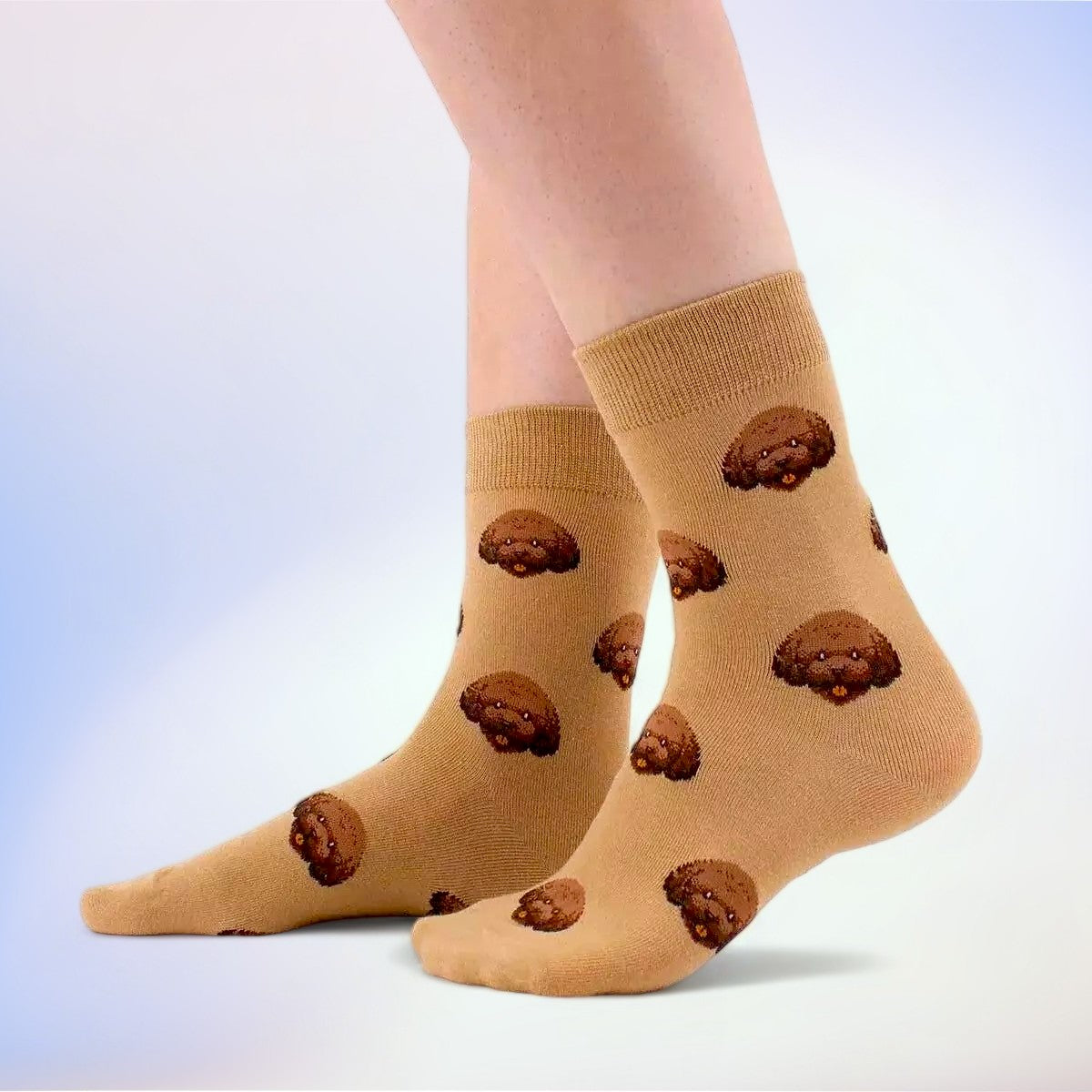 Poodle Tan Crew Socks