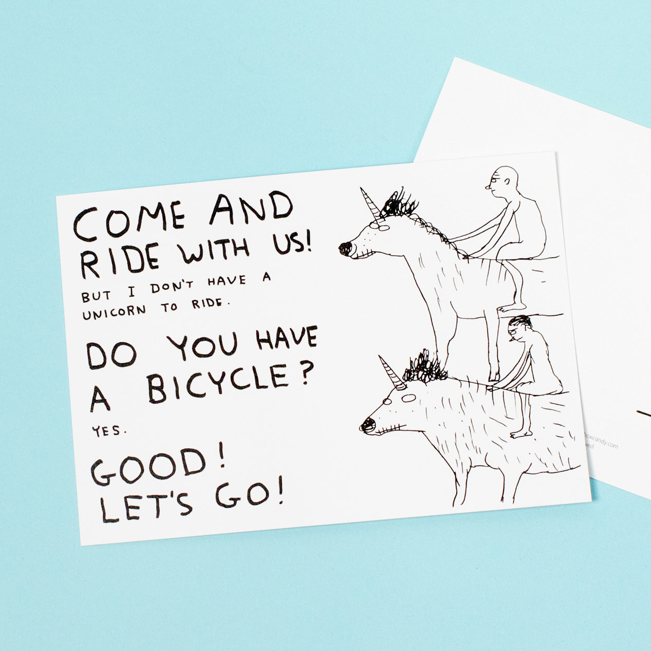 David Shrigley „COME RIDE WITH US!“ Postkarte