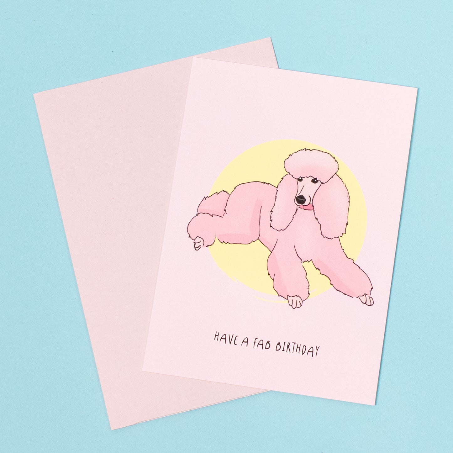 Pink Poodle Birthday Greeting Card